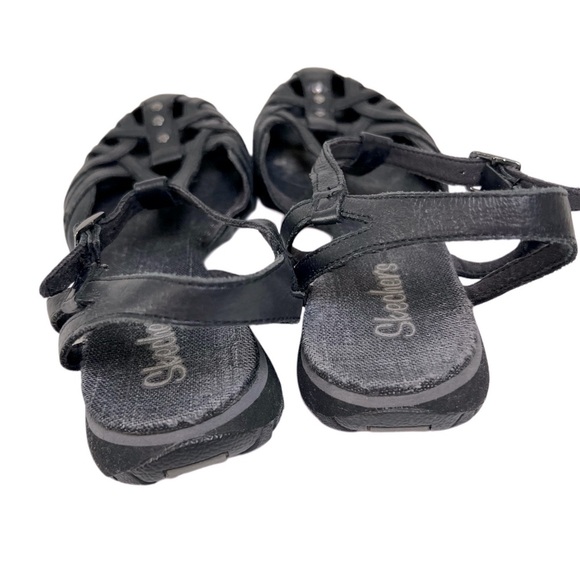 Skechers Black Genuine Leather Outdoor Flat Sandals Gorpcore 8.5 - Picture 5 of 11